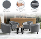 Yaheetech PU Leather Barrel Chair, Modern Accent Chair with Wood Sturdy Legs, Faux Leather Club Chair Comfy Armchair Modern Tub Chair for for Living Room Bedroom Waiting Room, Gray