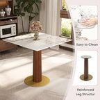 Sintered Stone Square Office Table and Chair Set - Meeting Table for Small Offices (Dark Brown Leg and Pandora Top, 1 Table and 2 Chairs)