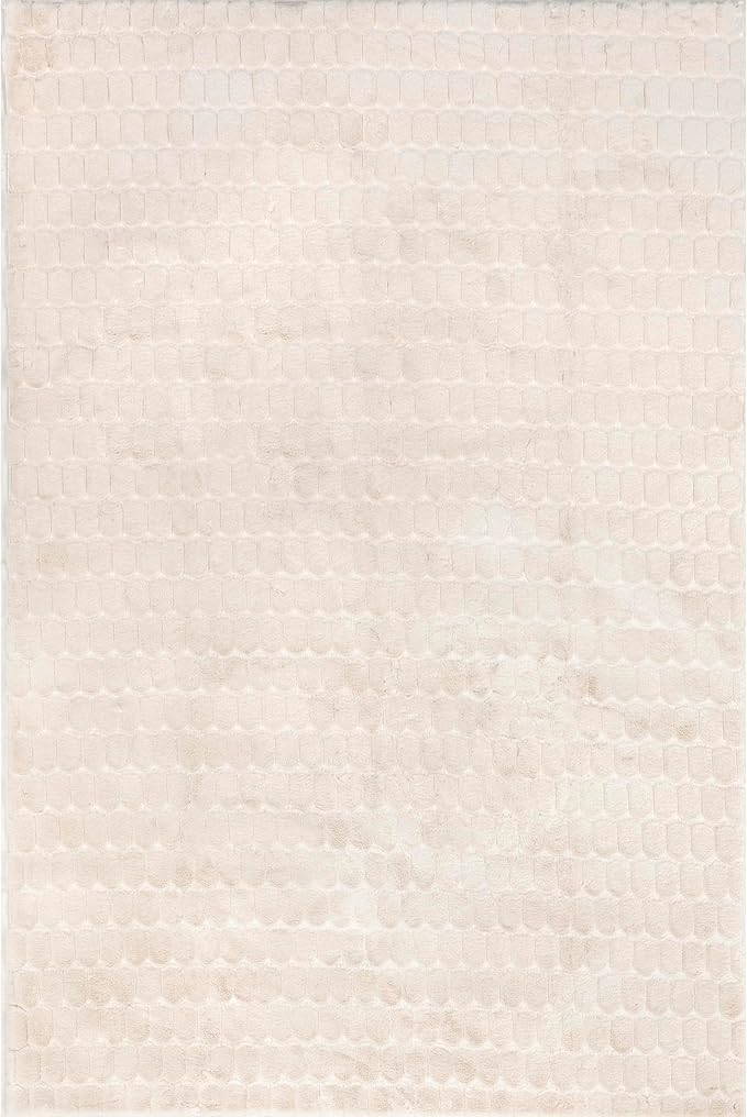 nuLOOM 7'6" x 9'6" Cozy Plush Area Rug, Machine Washable, Non-Slip, Soft Fluffy Shag Carpet for Living Room Bedroom Kids Room Nursery Home Decor, Nia Beige