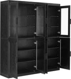 Crosley Furniture Essen 2-Piece Glass Door China Hutch Kitchen Pantry Storage Cabinet Set, Dining Room, Black