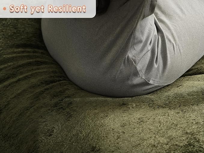 EASE MOOSE Oversized Sectional Cloud Couch for Living Room, L-Shape Modular Boneless Sofa, Cloud Sofa Set with Fluffy Foam, 4-Seat Deep Comfy Sofa with Ottoman for Bedroom Apartment, Chenille (Green)