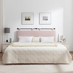 UEV King Headboard Only, Wall Mounted Hanging Upholstered Bed Head Board, Modern Vertical Channel Design of Fine Flannel, Elegant Pink Fluted Headboard for Bedroom (Pink, King Size)