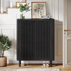 Tribesigns Shoe Cabinet with Shutter Doors, 6-Tier Entryway Shoe Cabinet with Adjustable Shelves, Wooden Modern Rack Organizer for Entryway, Hallway, Closet, Living Room, Black