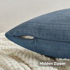 FUTEI Navy Blue Decorative Throw Pillow Covers 20x20 Inch Set of 2,Soft Cozy Wheat Ear Striped Patterns Cushion Cases,Modern Home Decor for Couch Bed Living Room