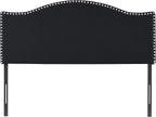 Naomi Home Catalina Queen Headboard – Upholstered Linen Tufted Panel with Nailhead Trim, Adjustable 12 Height Settings, Wall or Bed Frame Mount – Black