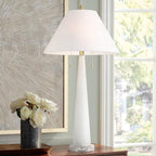 Possini Euro Design Regina 33" Tall Large Modern Glam End Table Lamp 2-Light Pull Chain White Finish Glass Single Fabric White Shade Living Room Bedroom Bedside Nightstand House Office Home Reading