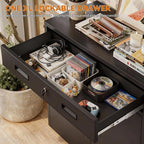 BESFUR 36" H Metal Cabinet with Lockable Drawer and 2 Lockable Doors, Black Locking Cabinet with Adjustable Shelf, Lockable Storage Cabinet for Home Office, Garage,School, Warehouse, Utility Room