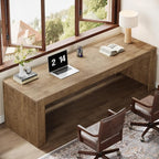 Tribesigns 79-Inch Extra Long Desk, Two Person Double Desk for Home Office, Wooden Long Computer Desk Writing Table for Office, Natural