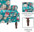 Accent Chair, Upholstered High Back Floral Armchair with Nailhead Trim & Wood Legs, Comfy Wingback Reading Single Sofa Chair for Small Spaces, Living Room, Bedroom ( Peacock Blue Floral, Set of 2)