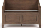 SIMPLIHOME Connaught Entryway Storage Bench - 42 inch Wide Solid Wood Storage Seat in Rustic Natural Aged Brown, Traditional Bench for Entryway or Mudroom with Lift-Up Lid and Elegant Moulding Detail