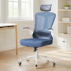 Ergonomic Office Chair - 400LB Comfy Desk Chairs with Adjustable Headrest and Lumbar Back Support, Mesh Computer Chairs with Wheels and Arms for Home Office, Study, Bedroom and Dorm (04blue)