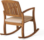 Christopher Knight Home Selma Acacia Rocking Chair with Cushion, Teak Finish