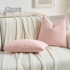 FUTEI Pink Chenille Decorative Throw Pillow Covers 20x20 Inch Set of 2,Soft Embossed Striped Textured Cushion Case,Modern Home Decor for Couch Bed Living Room