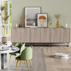 Scurrty 31.5" 3-Piece Sideboard Buffet Cabinet Set, Natural Log Color with Doors & Adjustable Shelves, Storage Cabinet for Living Room & Kitchen
