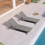 PURPLE LEAF Patio Chaise Lounge Rattan Chair Set of 2 Outdoor Pool Adjustable Recliner Wicker Chairs for Outside Woven Furniture Tanning Poolside Lounger Granite Gray