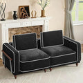 80" Loveseat Sofa Cloud Modular Sectional Couch,Deep Love Seat Couch with Armrests Wooden Legs,2 Seater Comfy Thicked Cushion Upholstered Sofa for Living Room Bedroom,Black