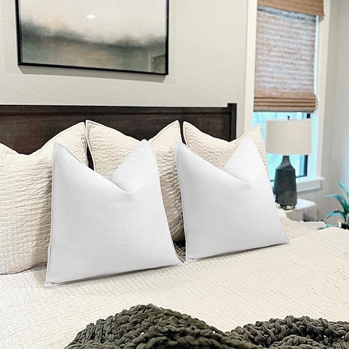 ZWJD Cream Pillow Covers 18x18 Set of 2 Chenille Throw Pillow Covers with Elegant Design Soft and Luxurious Decorative Throw Pillows for Couch, Bed, and Home Decor