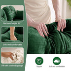 107" L Shaped Sofa for Living Room, Comfy Chenille Fabric Cloud Sectional Couch, Modern Upholstered Deep Seat Sofa with Pillow and Movable Ottoman, Oversized 3 Seater Sectional Sofa, Green