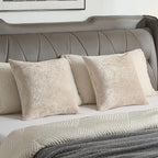 FUTEI Beige Flannel Throw Pillow Covers 16x16 Inch Set of 2,Soft Dimensional Textured Cushion Cases,Modern Home Decor for Couch Living Room