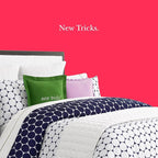 kate spade new york Old Habits, New Tricks Reversible Decorative Pillow for Bed or Sofa, Cotton and Linen Cover Throw Pillow, 18 x 18, Green