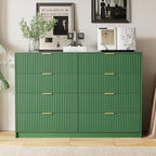 Green Dresser for Bedroom, Modern Dresser with 8 Drawers and Smooth Slides, Wide Chest of Drawers with Golden Handles for Bedroom, Closet, 15.7" D x 55" W x 37.4" H