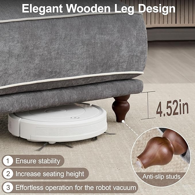 146" 4 Seater Cloud Couch with 2 Ottoman,Modular Sectional U Shaped Sofa with Armrests Wooden Legs,Oversized Deep Seat Comfy Thicked Cushion Upholstered Sofa for Living Room Bedroom,Light Grey