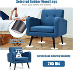 Giantex Upholstered Accent Chair, Modern Mid Century Linen Fabric Living Room Chair with Arms, Max Load 265 Lbs, Comfy Tufted Single Sofa for Reading, Bedroom, Office, Club, Blue