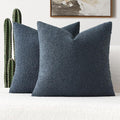 FUTEI Pack of 2 Haze Blue Decorative Throw Pillow Covers 16x16 Inch Soft Cozy Solid Boucle Textured Cushion Case,Modern Home Decor for Couch Bed Living Room