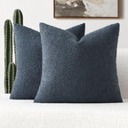 FUTEI Pack of 2 Haze Blue Decorative Throw Pillow Covers 16x16 Inch Soft Cozy Solid Boucle Textured Cushion Case,Modern Home Decor for Couch Bed Living Room