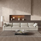 160.6" Cloud Modular Sectional Sofa with Thick Cushion, Wide 4-Seater Minimalist Sofa Couch,Convertible Couch Deep Seat Couches for Modern Living Room Sets (Khaki, 4 Seater)