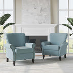 Accent Chair, Upholstered Armchair with High Resilience Sponge & Wood Legs, Mid-Century Modern Comfy Single Sofa Reading Chairs for Living Room, Bedroom (Blue, Set of 2)