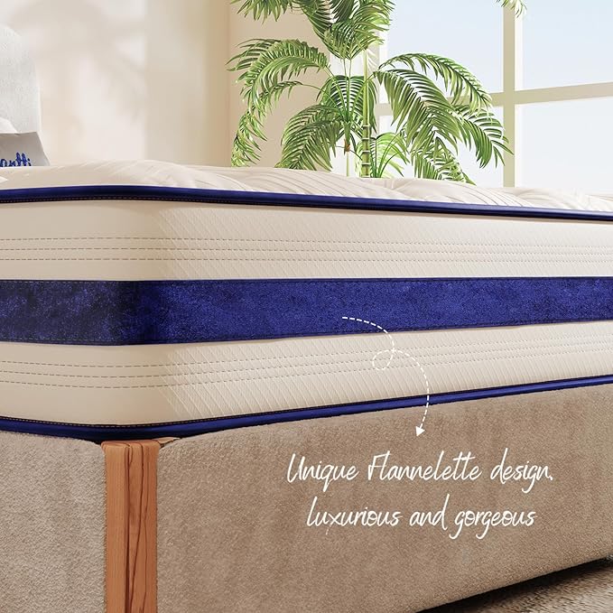 Vesgantti King Size Mattress,12 Inch Hybrid Innerspring Mattress in a Box with Memory Foam, Back Support & Pressure Relief, Medium Firm Feel for Adults (King Size)