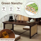 Foldable Japanese Floor Table Lightweight,No Assembly Required, Eco-Friendly Wood,Low Table for Sitting on the Floor, Perfect for Tatami,Meditation,Living Room Use (Walnut Color, 47.24 INCH)