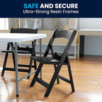 Flash Furniture Hercules Kids Black Resin Folding Chair with Black Vinyl Padded Seat