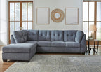 Signature Design by Ashley Marleton Contemporary Left-Arm Facing Tufted 2-Piece Sectional with Chaise and Loose Seat Cushions, Blue