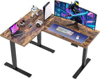 SANODESK L Shaped Standing Desk Adjustable Height, Electric Corner Standing Desk, 63 x 48 inch Sit Stand Computer Table with Splice Board, Rustic Brown