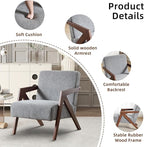 INZOY Mid Century Modern Accent Chair with Wood Frame, Upholstered Reading Armchair with Soft Linen Fabric, Accent Chair for Living Room Bedroom Apartment, Easy Assembly, Blue