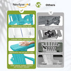 nevilywood Folding Adirondack Chair with Cup Holder Set of 4, HDPE Patio Chairs,All-Weather Outdoor Chairs for Backyard, Deck,Fire Pit-Aruba
