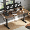 ONBRILL Standing Desk with 2 Adjustable Monitor Shelves, 71 x 24 Inches Electric Stand Up Desk with Memory Controller and Adjustable Height from 28-46 inches for Computer Workstations, Rustic Brown