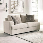 Signature Design by Ashley Soletren Contemporary Chenille Loveseat with 2 Accent Pillows, Off-White