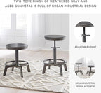 Signature Design by Ashley Torjin Industrial Counter Height Stool, 2 Count, Gray