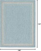 Unique Loom Outdoor Border Collection Area Rug - Soft Border (9'x 12' Rectangle, Aquamarine/ Ivory)