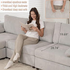 EASE MOOSE Oversized Sectional Modular Sofa,Large U Shape Sectional Couch Wide Deep Seat Modular Cloud Couch,Removable Cover,Light Gray