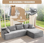 Hobestluk Modular Sectional Couch Sofa, 108" Boneless Couches for Living Room, Memory Foam Sectional Couch with Oversized Chaise,L-Shape Couches (Grey, Right Facing)