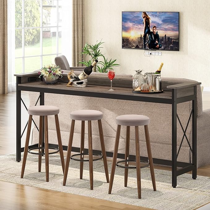 Tribesigns Sofa Table with Outlets and USB Ports, 70.9 inch Extra Long Console Table Behind Couch with Charging Station, Industrial Narrow Entryway Hallway Accent Table for Living Room