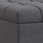SIMPLIHOME Mariah 34 inch Wide Contemporary Rectangle Coffee Table Storage Ottoman in Slate Grey Polyester Linen, Assembled, For the Living Room, Entryway and Family Room