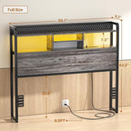Unikito Headboard for Full Size Bed with Storage Shelf, Head Board with 3 Outlets and 2 USB Ports, Headboards with RGB LED Light, Height Adjustable, Sturdy and Stable, Easy Assembly,Black Oak