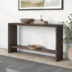 Henn&Hart 55'' Wooden Rectangular Console Table Entryway Table, Sofa Table with Wooden Storage Shelf for Entryway, Living Room, Couch, Hallway, or Office, Alder Brown