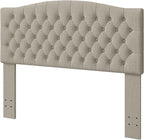 Queen Headboard Only, Upholstered Headboard for Adjustable Bed Linen Tufted Queen/Full Size Wall Mounted Head Board with Solid Wood Legs Head Board, Linen
