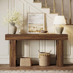 Tribesigns Console Table, 63" Farmhouse Entryway Table, Rectangular Wooden Accent Console for Entrance, Hallway & Living Room(Rustic Brown)
